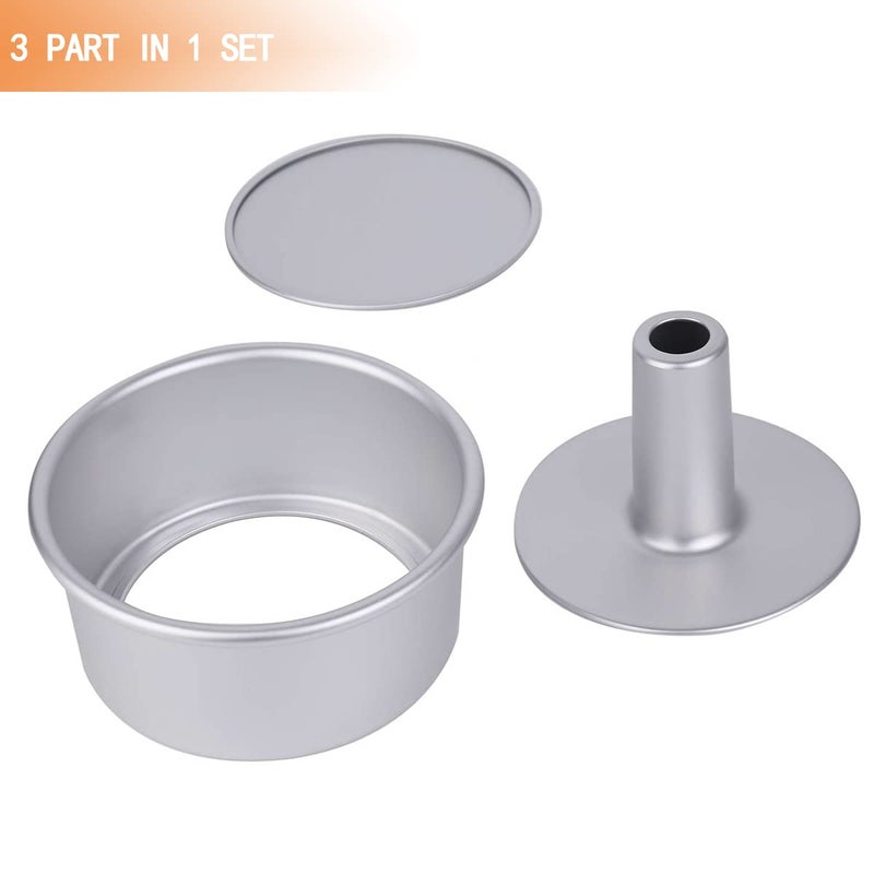Bezall Angel Food Cake Pan, 8 inch Round Chiffon Cake Mold Aluminum Tube Pan Baking Cake Mould with Removable Bottom - Image 2